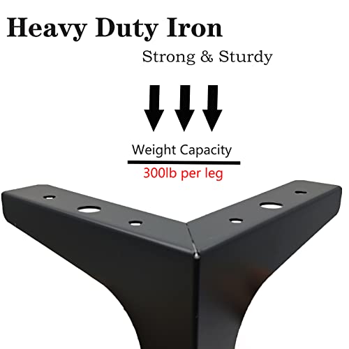 4 Inch Furniture Legs Set of 4 Metal Furniture Legs Modern Triangle Feet Matte Black for Sofa Cabinet Cupboard Couch Chair Ottoman - color: Black, size: 4 Inch