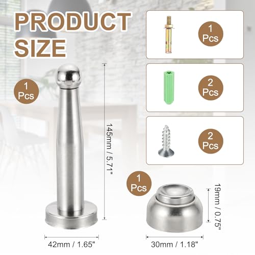 uxcell 5.7" Magnetic Door Stoppers, Wall Floor Mounted Magnetic Door Catch Holder, Stainless Steel Door Stops for Bedroom, Bathroom, Kitchen, Office, Silver - size: 5.7"