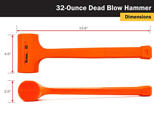 Titan 63142 2-Piece Dead Blow Hammer Set, Includes 2lb & 3lb with Non-slip Diamond Textured Handles, Spark & Rebound Resistant - size: 32oz + 48oz