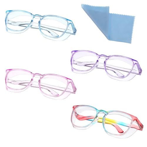 Ptwola Clear Safety Glasses Nurses Goggles Protective Eyewear Lab Goggles Side Protect and Clean Cloth Assistant Accessories - color: Blue, Pink, Colorful, Purple