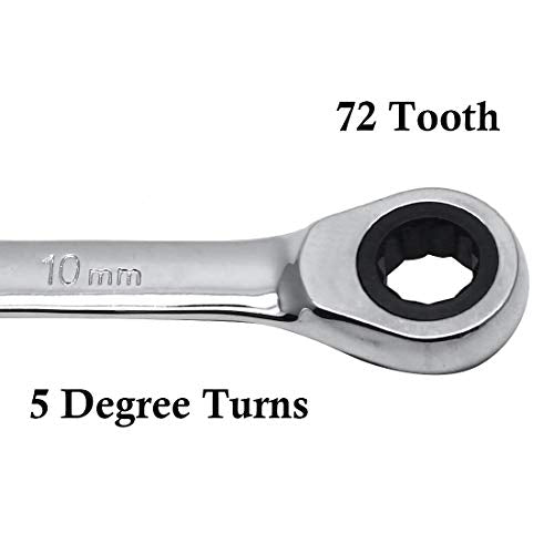 2 Pcs 10mm Ratchet Combination Wrench, Metric 72-Tooth - size: 10 mm