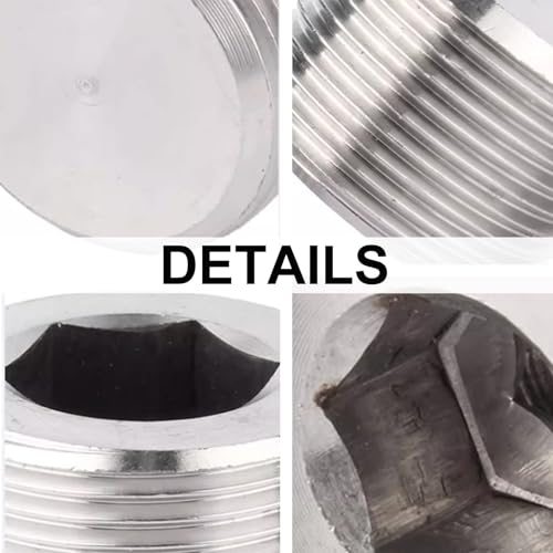 20 PCS 304 Stainless Steel Pipe Plug Socket Set, 1/8" 1/4" 3/8" 1/2" 3/4" NPT Male Plug, 5 Size Internal Hex Head Pipe Fitting Kit for Leak