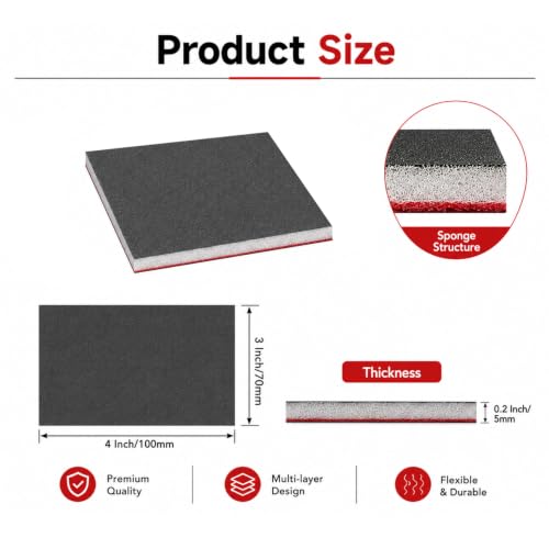 24Pcs 3 x 4 Inch Sanding Sponge Set, 180-2500 Grit Wet Dry Abrasive Sanding Sponges Pads, Soft Foam Hand Sander Block Sandpaper for Wood Metal Drywall Furniture Polishing