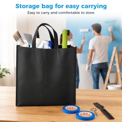 33PCS Paint Roller Kit with 1.7-4FT Extension Pole& Carry Bag,Wall Painting Supplies with 4" & 9" Paint Rollers,Painting Brushes,Tray with Liners,Gloves & Tapes for Walls,Ceilings,Floor,Home Painting