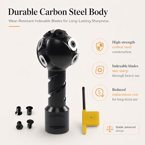 Sphere Rotary Alloy Burr Indexable Tungsten Carbide Spiral Carving Bit, Fits 5/8"-11 Thread Angle Grinder, 1.9" (48mm) Carbon Steel Ball Shape Chisel Angle Grinder Attachment - style: 1.9-Inch-Spherical
