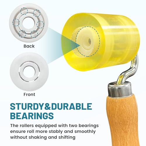NuIth Auto Car Audio Sound Deadening Application Rolling Wheel Roller, 1.6 Inch Width PU Sound Deadening Mats Roller W/Bearing, Heat Abatement Mat Wallpaper Deadener Application Seam Roller - style: Flat Seam Roller
