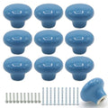 10-Pack Ceramic Cabinet Knobs Blue 32mm Round Drawer Pull - color: Blue