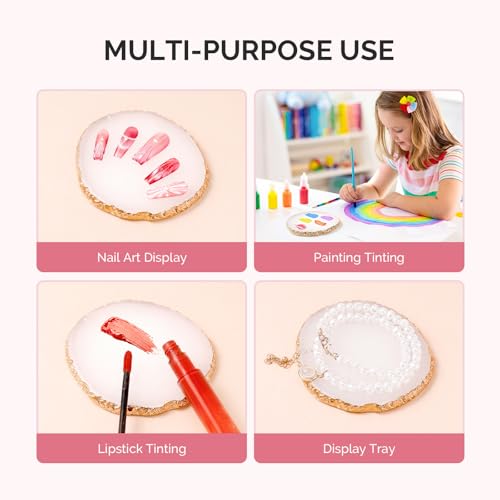 MelodySusie 1PC Round Resin Nail Art Palette with Mixing Spatula White - color: White Round With Spatula