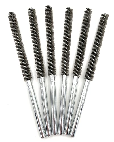 Drill-Powered 6pcs Pipe Cleaning Brush Set Stainless Steel Bristles - size: 2/5"(10mm)