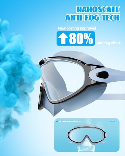 Aegend New Kids 2 Pack Wide View Swim Goggles, Anti-Fog/UV No Leak Goggles with Ear Plugs Kids 3-14 - color: Aqua & Light Blue
