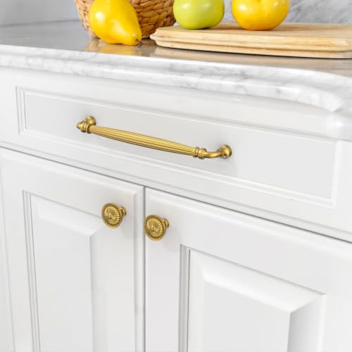 Asidrama 10 Pack 7.5 inch Brushed Moderne Brass Kitchen Cabinet Handles - color: Vibrant Brushed Moderne Brass, size: 7.5" Hole Center(192mm)