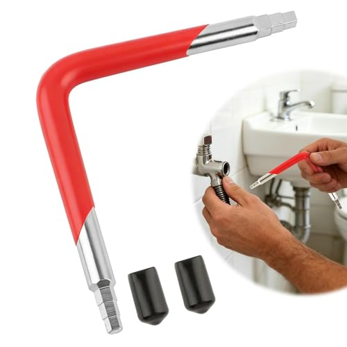 Dual-Ended Faucet Seat Wrench, Carbon Steel Valve Seat Tool with Hex & Square Ends, Universal Stepped & Tapered Faucet Wrench Tool for Installing and Removing Compression Seats