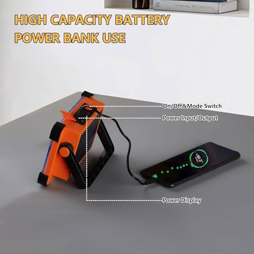 YXQUA 120W Solar Rechargeable Work Light, 144 LED 10000LM, Orange - color: Orange