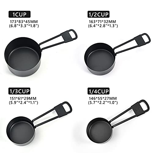 Black Stainless Steel Measuring Cups and Spoons Set, 9PCS - color: Black-9pcs