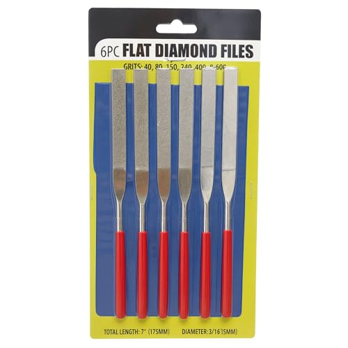 6pc Diamond Coated Flat File Set, 40 to 600 Grit