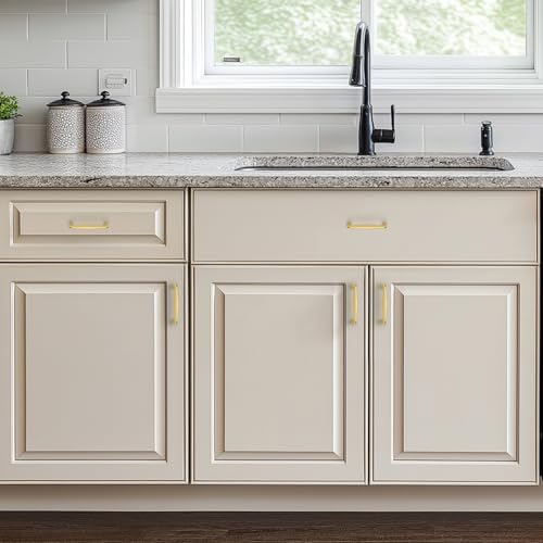 Ravinte Brushed Gold Cabinet Handles Solid Handles,3 Inch,10 Pack - color: Brushed Gold, size: 3 Inches Hole Center