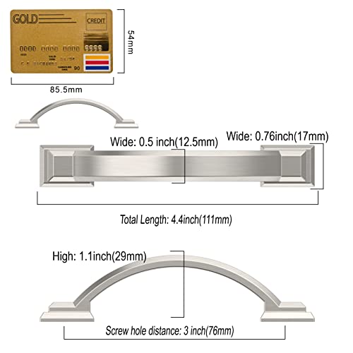 Amerdeco 10 Pack Brushed Satin Nickel Cabinet Pulls 3" - color: Brushed Satin Nickel, size: 3" hole center