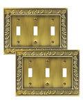 2-Pack Paisley Pattern Metal Triple Toggle Light Switch Cover Plate - style: 3 Toggle 2PK