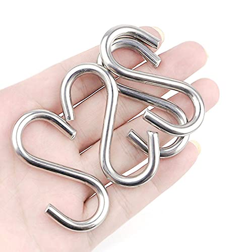 15 Pack Heavy Duty Stainless Steel S Shaped Hooks 2.2 Inch Long 1/5 Inch Thickness S Metal Hooks