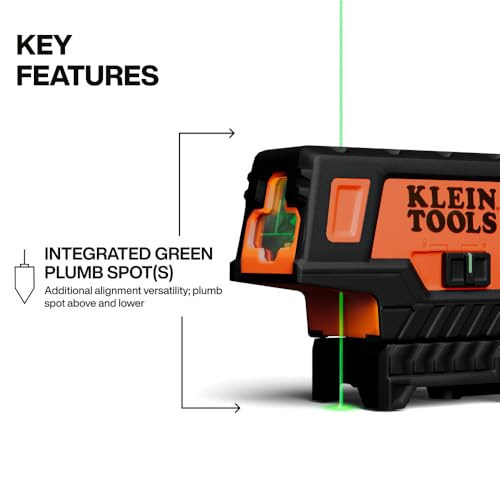 Klein Tools 93MCLPG Compact Self-Leveling Laser Level with Plumb Spot, Bright Green Cross Line, 75-Foot Range, Laser Class 2, Power Output <1mW, Magnetic Mount - style: Cross-Line