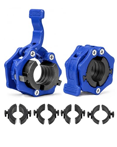 MAXRICH Ultra-Thin 1-Inch Barbell Clamps, Quick Release Weight Clips for 23–30mm Bars, Secure Barbell Collars for Home Gym - color: Blue