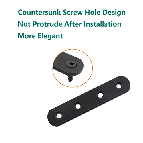 4 Pack Flat Mending Plate for Wood, ULIFESTAR Black Iron Flat Straight Brace Brackets Metal Repair Fixing Wood Brace Joining Plates Connector for Repairing Wooden Furniture with Mounting Screws - size: 4 x 0.79 x 0.12 inches
