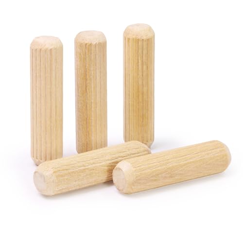3/8" x 1-1/2" Wooden Dowel Pins, FoDau770 Fluted Wood Dowel Rods, Natural Beech Wood Dowel Pegs for Crafts, Woodworking, DIY Furniture - 200 Pieces - size: 3/8" x 1-1/2"