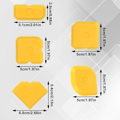 Tinoaly 10pcs Silicone Cramer Spreader Caulking Tool Kit, Sealant Profiling Finishing Smoothing Tool Caulk Remover Grout Scraper Mastic Applicator for Kitchen Bathroom Floor Window Sink (Yellow) - color: Yellow