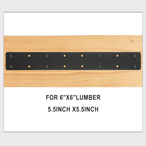 6packs Straight Steel I Shape Flat Plate,Heavy Duty Mending Plate 14.7"x2" for Wood DIY Projects - Large Connector Brace,Post to Beam Connectors Repair Bracket,Joining Brackets