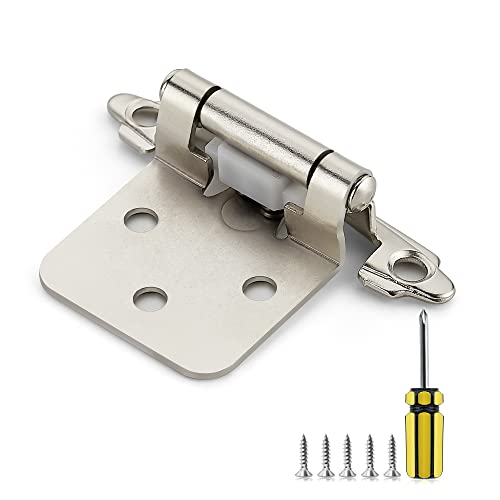 Ravinte Satin Nickel Kitchen Cabinet Hinges, 1/2" Overlay, 10 Pack - size: 1/2" Overlay