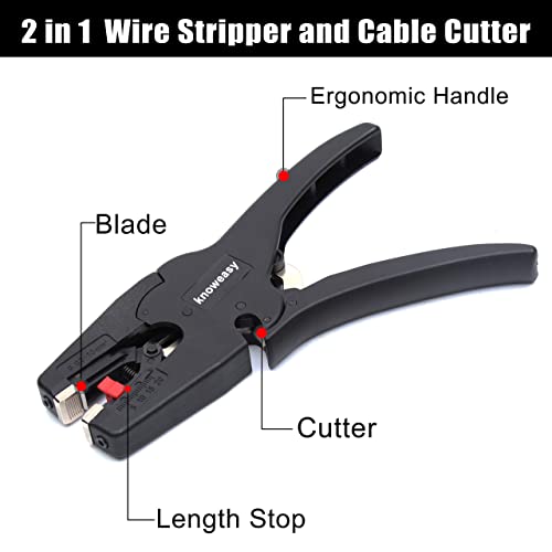 Wire Stripper, knoweasy Wire Stripper Tool with Cutter and 2 in 1 Wire Stripping Tool Works for Electronic,Electric,Automotive from 32 to 7 AWG - style: D3