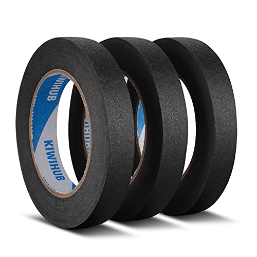 Black Painters Tape, 0.7 in x 60 yd x 3 Rolls(180 Yards Total) - color: Black, size: 0.7", 60 yards