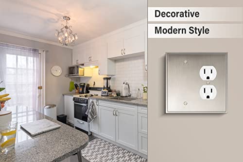 Henne Bery Soft Modern Decorative Wall Plate Switch Plate Outlet Cover (Blank/Duplex, Satin Nickel) - style: Blank/Duplex