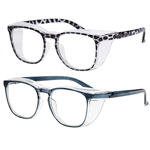 Safety Glasses Anti Fog Clear Blue Light Blocking Eye Protection Nurse Goggles for Women Men - color: A3 Leopard + Blue