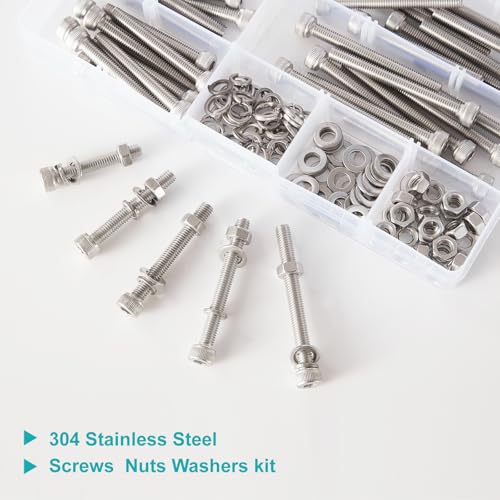 M6 x 30mm 35mm 40mm 45mm 50mm, Hex Socket Head Cap Screws Bolts Washers Nuts Assortment Kit, Stainless Steel 304, Metric Allen Drive, 80 PCS - size: Socket M6x30/35/40/45/50 mm