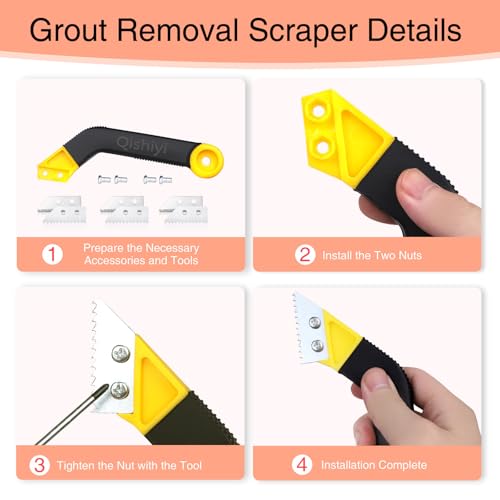 11 PCS Grout Removal Tool Set,Include 2 Tile Grouts Saws 6 Pieces Blades Replacement Bonus,Hand Grout Saw,2 Grouts Cleaning Blades,Ideal for Tile Gap Cleaning and Repair