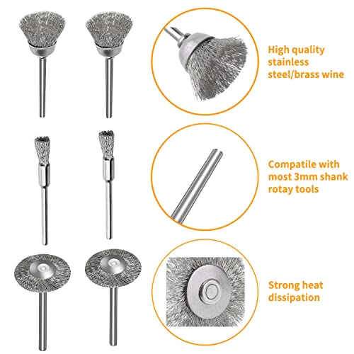 45 Pcs Stainless Steel Wheel Wire Brush Set 1/8" Shank Rotary Tool - style: 45PCS MIX