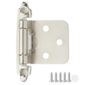 4 Pack 2 Pair Brushed Nickel Cabinet Hinges, 1/2" Overlay Kitchen Hinges - color: Satin Nickel, size: 1/2" Overlay