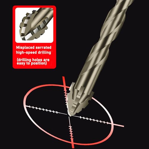 6PCS High-Strength Eccentric Twist Drill Bit Set - Four-Flute Sawtooth, Four-Edged Serrated, Multifunction (4/5/6/8/10/12mm)