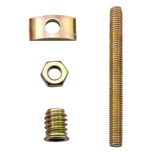 8pcs Metal Furniture Connecting Fitting Threaded Rod Connector Table Bed Assembly Fastener Bolt Nut with Half Moon Washer (M8x80mm)