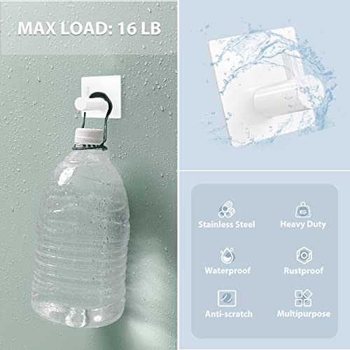 VIS'V Adhesive Towel Hooks, Shower Wall Stick on Hooks, White, 4 Pcs - color: White