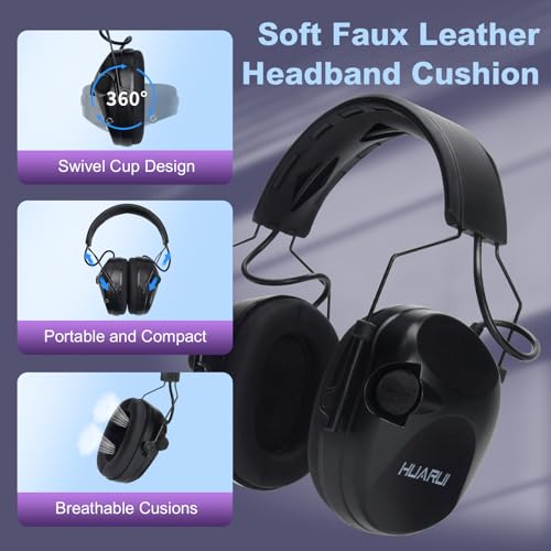 26dB Noise Cancelling Ear Muffs, Automatic Noise Reduction Shooting Ear Protection, Ear Protection Headphones, Noise Cancelling Headphones for Kids, for shooting, Working, Mowing
