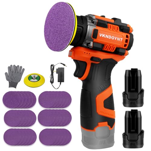 Brushless Small Sander with 36PCS Sandpapers, 2 Variable Speed Cordless Sander (0-500/0-3000 RPM), 2x2600mAh Batteries, Mini Compact Electric Sander for Wood, Metal, Paint Removal, and DIY Projects - size: 2 X 2600mAh Batteries Kit