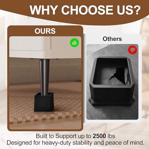 Wooden Bed Risers 4 Inch Heavy Duty, Support 2500 lbs, Black - color: Black, size: 4"H(Inner 3"H)