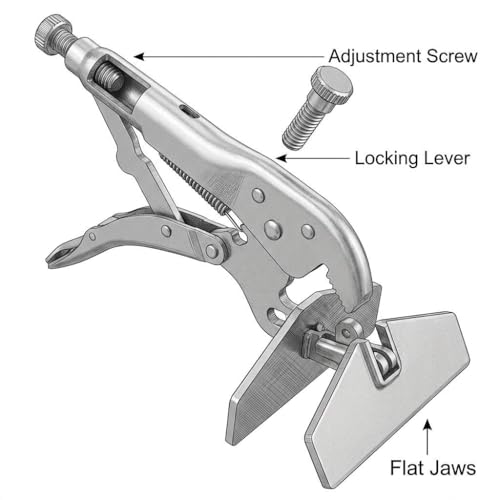 QWORK 10" Flat Jaw Locking Clamp – Heavy Sheet Metal Welding & Fabrication Tool for Workshop, Auto Body & Repair