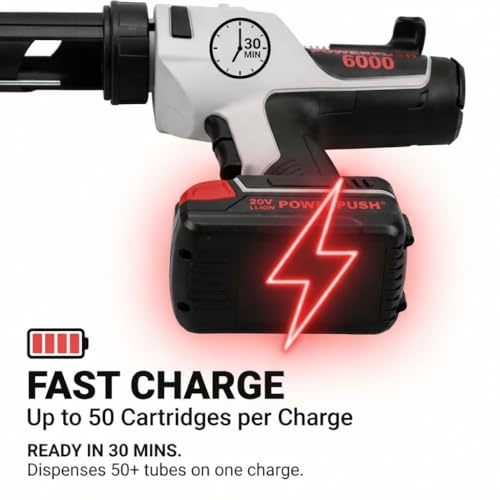 6000 Series Cordless Caulking Gun – 20V Lithium Battery Powered Electric 10oz Cartridge Dispenser, Lightweight 3.75 lbs, 1000 lb Thrust, No-Drip Sealant & Adhesive Applicator - size: 10oz / 300ml, style: Cordless 20V (6000 Series)