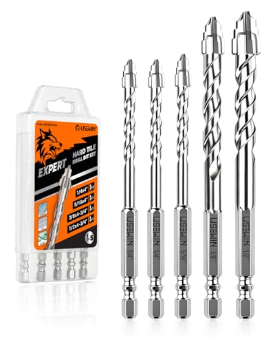 5 Pack Serrated Drill Bit Set for Tiles, Professional Carbide Tip 1/4" to 1/2", Thin Metal, Brick, Plastic and Wood