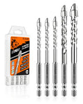 5 Pack Serrated Drill Bit Set for Tiles, Professional Carbide Tip 1/4" to 1/2", Thin Metal, Brick, Plastic and Wood