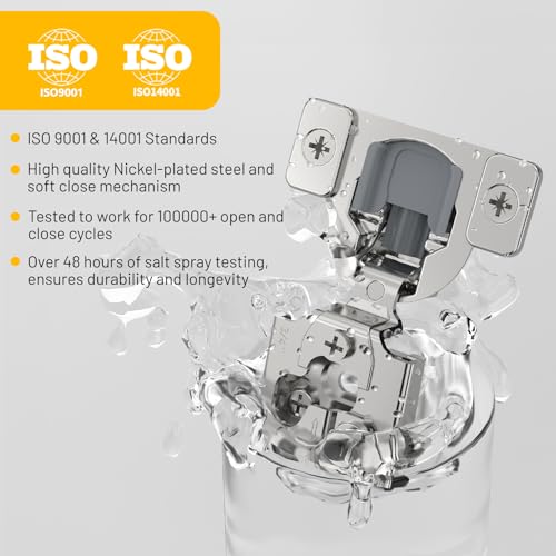 Furniware 20 Pack 10 Pairs 3/4 inch Overlay Soft Close Hinges for Face Frame Kitchen Cabinet Hinges Satin Nickel - 3 Way Adjustability Concealed Soft Close Hinges Damper Self Closing - size: 3/4 inch Overlay