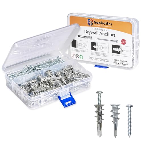 Drywall Anchors and Screws Kit, 100 Pcs Self Drilling Drywall Anchors, 50 Pcs Zinc Sheetrock Anchors and 50 Pcs #8 x 2 Metal Screws, Heavy Duty Hollow Wall Anchors, 75 Lbs Hanging Mounting - size: #8 x 2"